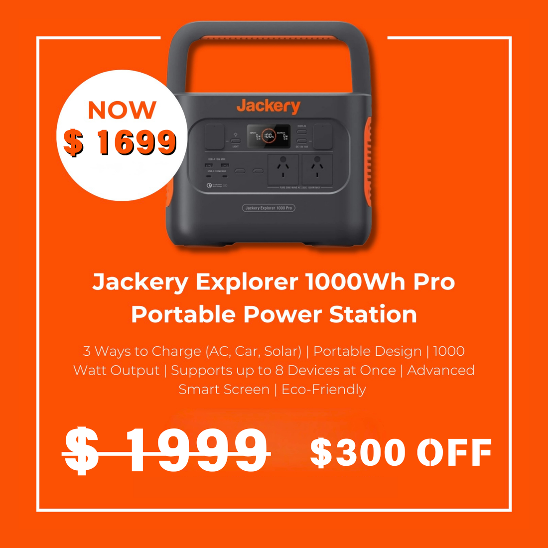Jackery Explorer 1000Wh Pro Portable Power Station